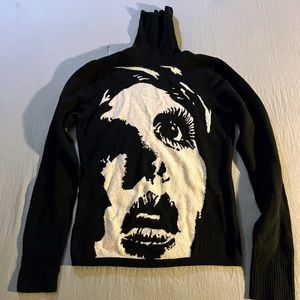 90’s Vintage Lucky Brand turtleneck wool sweater black with cream image